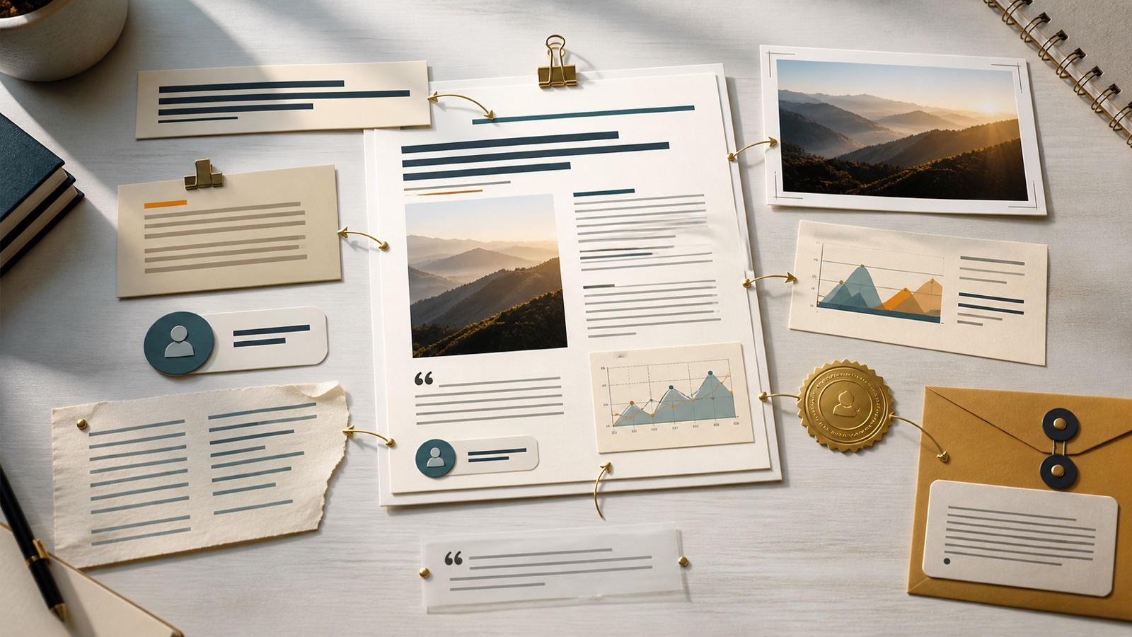 An editor preparing a well-structured article package with copy, data, imagery, and rights